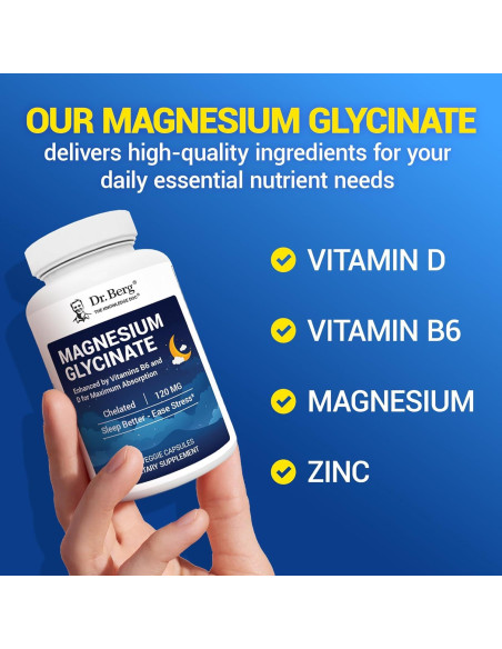 Suplemento de Magnesio Glicinato Dr. Berg 90 Caps - Alivio Estrés