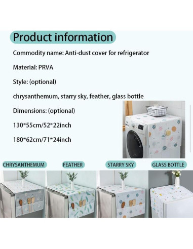 Funda Impermeable para Refrigerador Rwoora 130x55cm Crisantemo