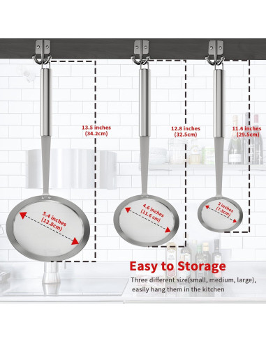 Cuchara de Malla Fina Newness Acero Inoxidable 304 Paquete de 3