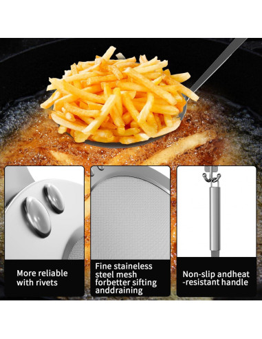 Cuchara de Malla Fina Newness Acero Inoxidable 304 Paquete de 3