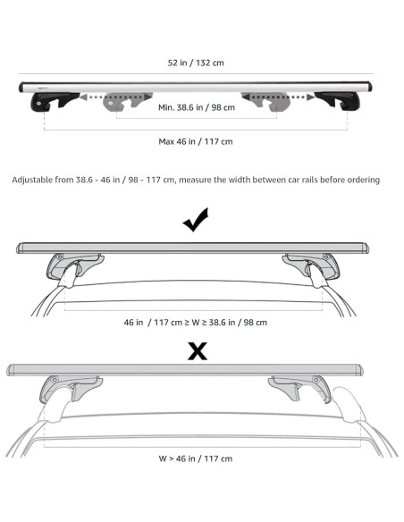Barra Transversal de Techo Amazon Basics 132 cm Ajustable