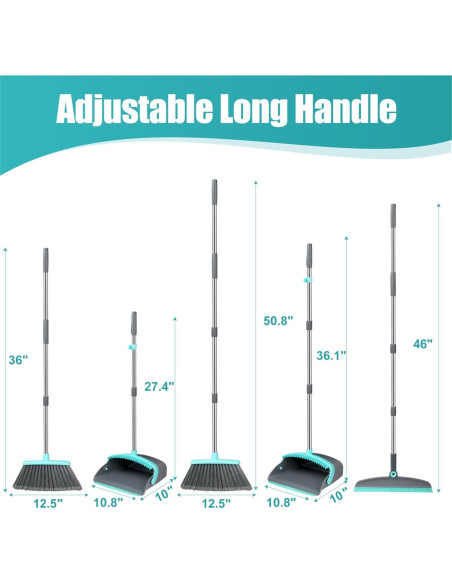 Juego de Escoba y Recogedor MICHAO Extensible Verde-Gris