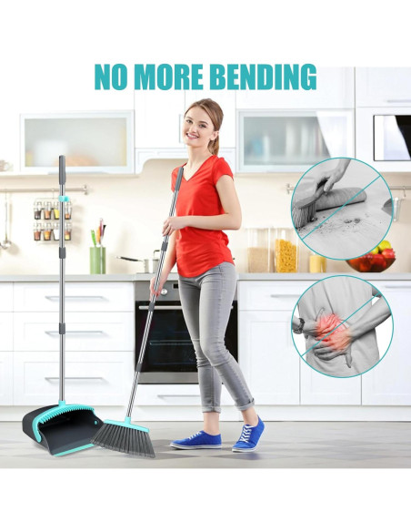 Juego de Escoba y Recogedor MICHAO Extensible Verde-Gris