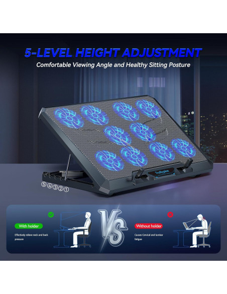 Enfriador de Laptop Trullypine con 10 Ventiladores Silenciosos