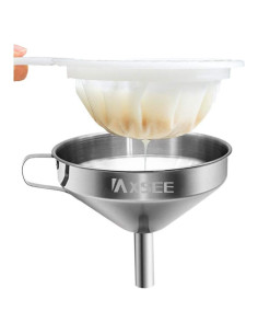 Embudo de Acero Inoxidable IAXSEE 12.7 cm con Filtro 200 Mallas