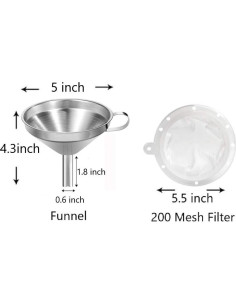 Embudo de Acero Inoxidable IAXSEE 12.7 cm con Filtro 200 Mallas 2