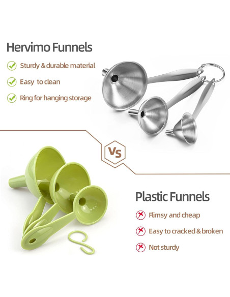 Juego de 3 Embudos de Cocina Hervimo con Mango Largo