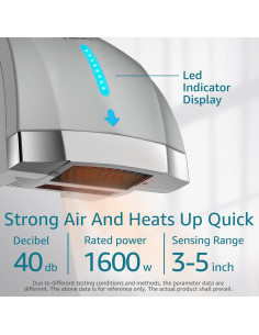 Secador de Manos Eléctrico Sin Contacto Modunful 1600W Gris 2