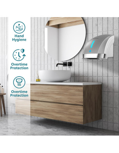 Secador de Manos Eléctrico Sin Contacto Modunful 1600W Gris