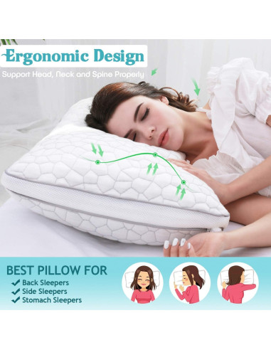 Cojines de Espuma Viscoelástica QUTOOL Tamaño Reina Set de 2