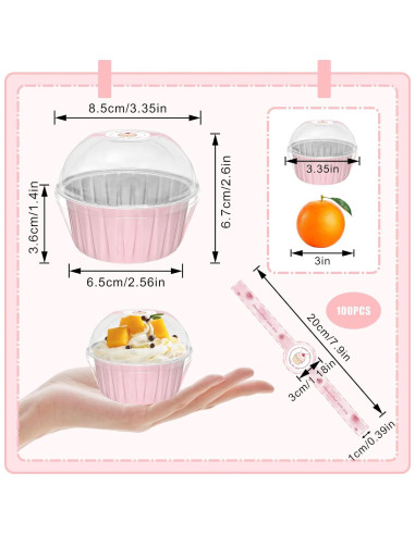 Paquete de 100 moldes desechables para cupcakes EXJEXJ - Rosa