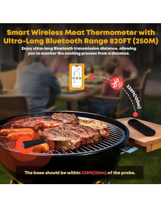 Termómetro de Carne Inalámbrico Megapuxin con Bluetooth y Doble Sonda 2