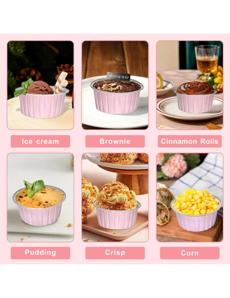 Paquete de 100 moldes desechables para cupcakes EXJEXJ - Rosa Paquete de 100 moldes desechables para cupcakes EXJEXJ - Rosa