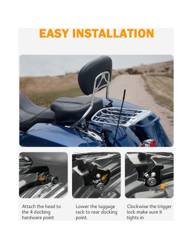 Soporte de Equipaje Desmontable PBYMT para Harley Touring 2009-2024
