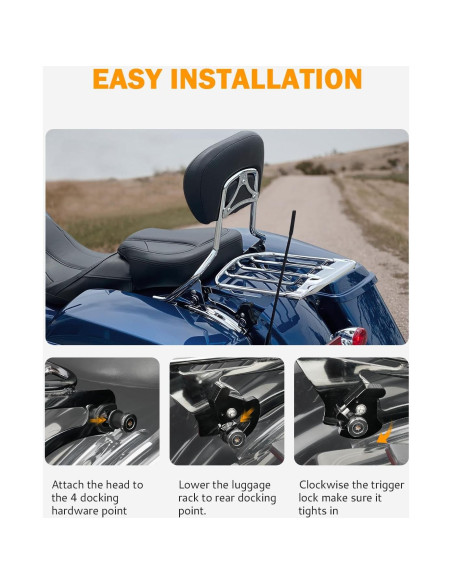 Soporte de Equipaje Desmontable PBYMT para Harley Touring 2009-2024