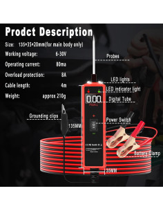 Probador de Circuito Automotriz Aottykro P55 Pro 6-30V Multifuncional 2