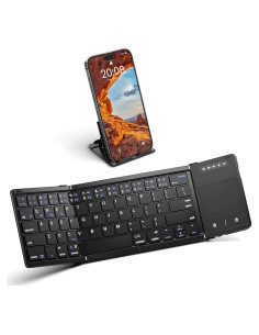 Teclado Plegable Inalámbrico Rovinda con Panel Táctil - Negro