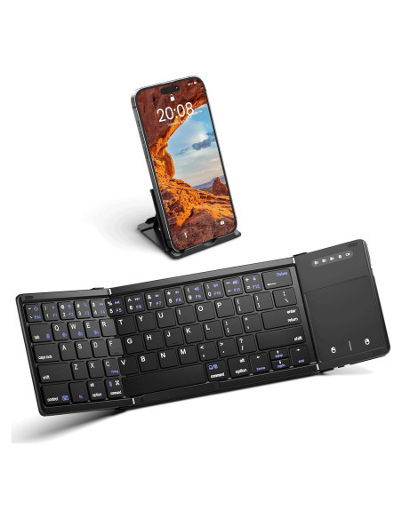 Teclado Plegable Inalámbrico Rovinda con Panel Táctil - Negro