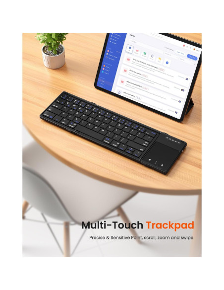 Teclado Plegable Inalámbrico Rovinda con Panel Táctil - Negro
