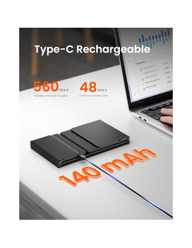 Teclado Plegable Inalámbrico Rovinda con Panel Táctil - Negro