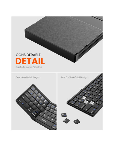 Teclado Plegable Inalámbrico Rovinda con Panel Táctil - Negro