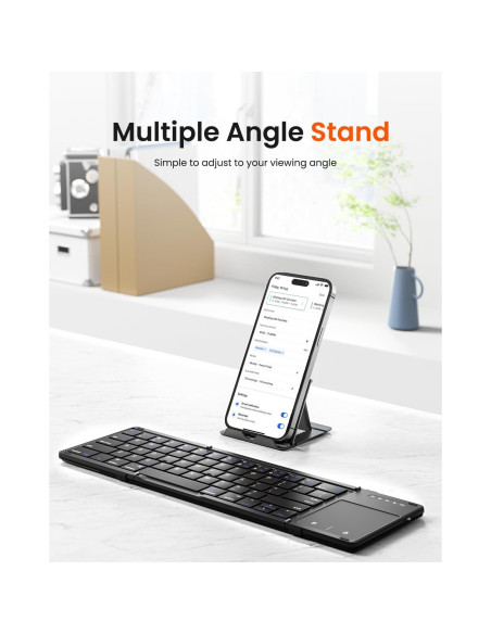 Teclado Plegable Inalámbrico Rovinda con Panel Táctil - Negro