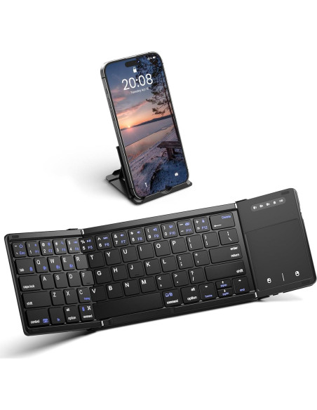 Teclado Plegable Inalámbrico Rovinda con Panel Táctil - Negro