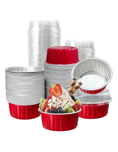 100 Tazas de Aluminio con Tapas 125ml Augoog para Hornear