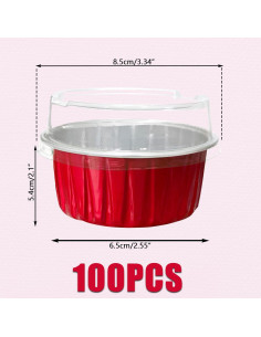 100 Tazas de Aluminio con Tapas 125ml Augoog para Hornear 2