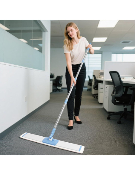 Mopa plana de microfibra CQT 61 cm con 4 almohadillas lavables
