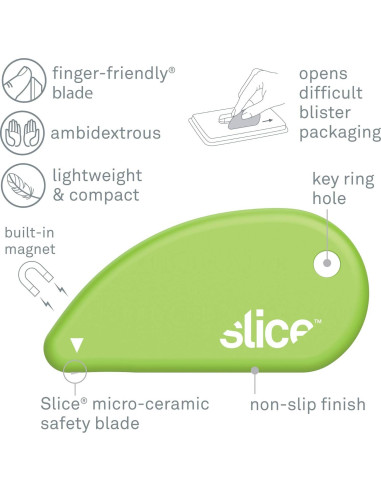 Cortador de Seguridad Slice 00100 - Cuchilla Cerámica Verde