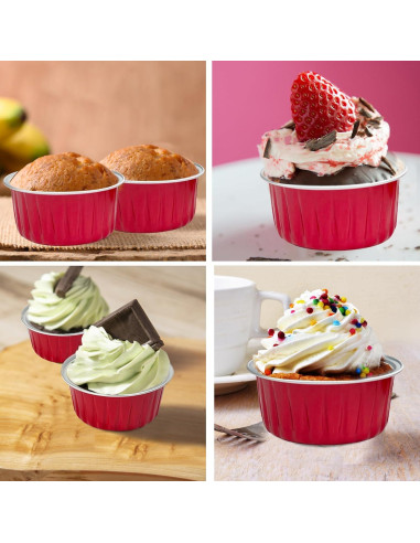 100 Tazas de Aluminio con Tapas 125ml Augoog para Hornear