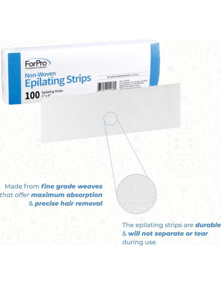 Tiras de Epilación No Tejidas ForPro 100 Unidades 7.62x22.86cm