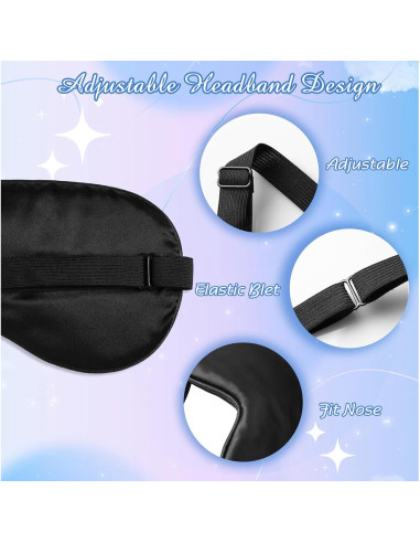 Máscaras de Sueño de Seda BBTO 4 Pcs Ajustables 20x10 cm