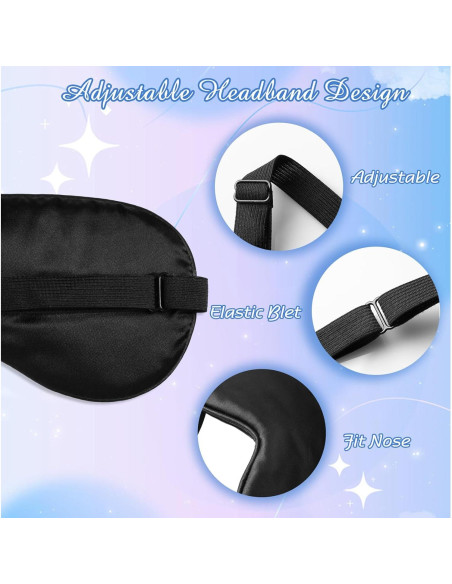 Máscaras de Sueño de Seda BBTO 4 Pcs Ajustables 20x10 cm