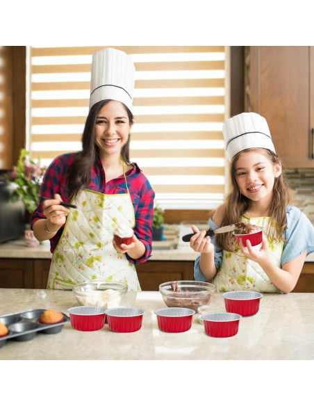 100 Tazas de Aluminio con Tapas 125ml Augoog para Hornear