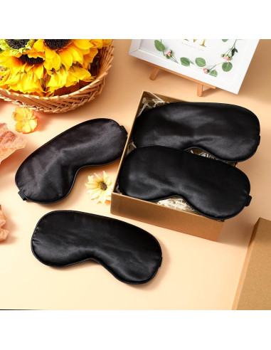 Máscaras de Sueño de Seda BBTO 4 Pcs Ajustables 20x10 cm