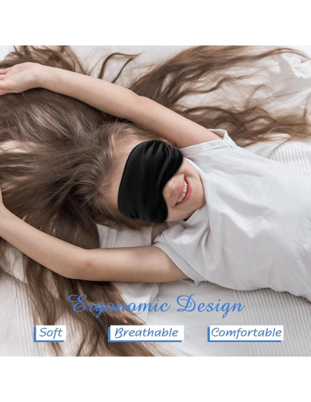 Máscaras de Sueño de Seda BBTO 4 Pcs Ajustables 20x10 cm