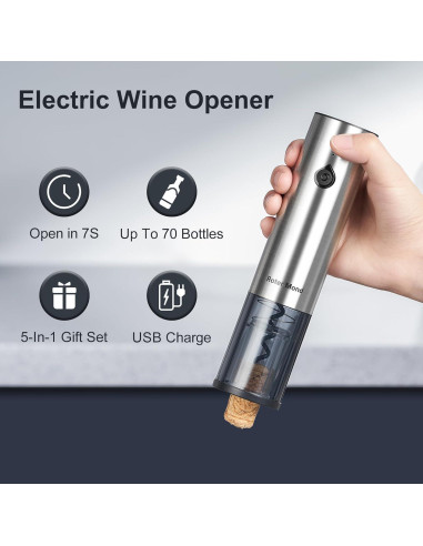 Juego de Abridor de Vino Eléctrico Roter Mond 5 en 1 con Accesorios