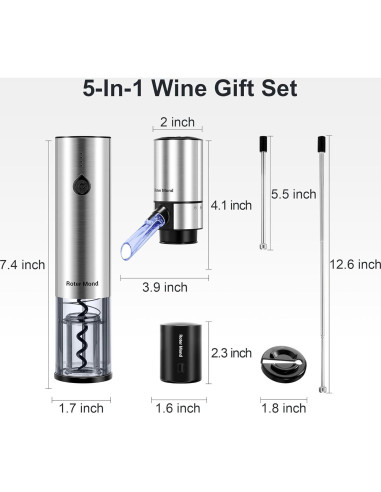 Juego de Abridor de Vino Eléctrico Roter Mond 5 en 1 con Accesorios