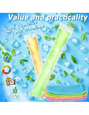 105 Moldes de Paletas RAINFLOW + 5 Fundas + 100 Bolsas Desechables