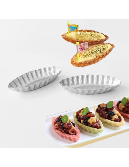 Molde para Tartas Pequeñas Heluok 10PCS Aluminio Barco