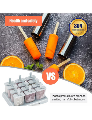 Set de 6 Moldes de Helado Acero Inoxidable ELEMONY 85ml