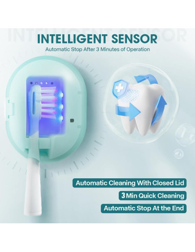 Estuche Limpiador Recargable para Cepillos de Dientes Azul