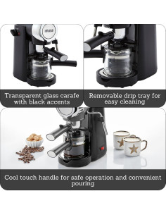 Cafetera Eléctrica Imusa 4 Tazas Espresso/Cappuccino Negra 2