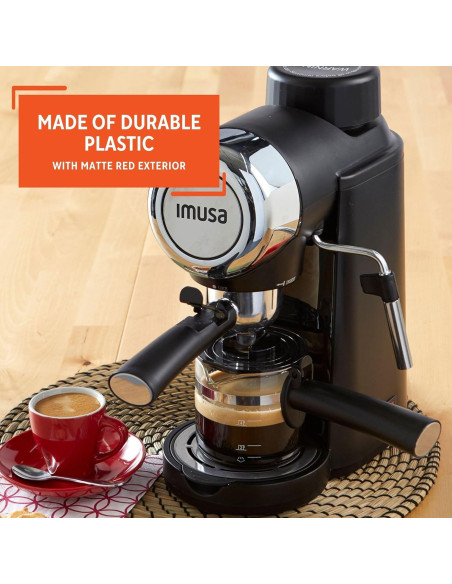 Cafetera Eléctrica Imusa 4 Tazas Espresso/Cappuccino Negra