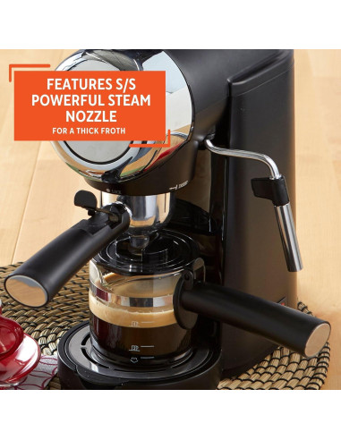 Cafetera Eléctrica Imusa 4 Tazas Espresso/Cappuccino Negra