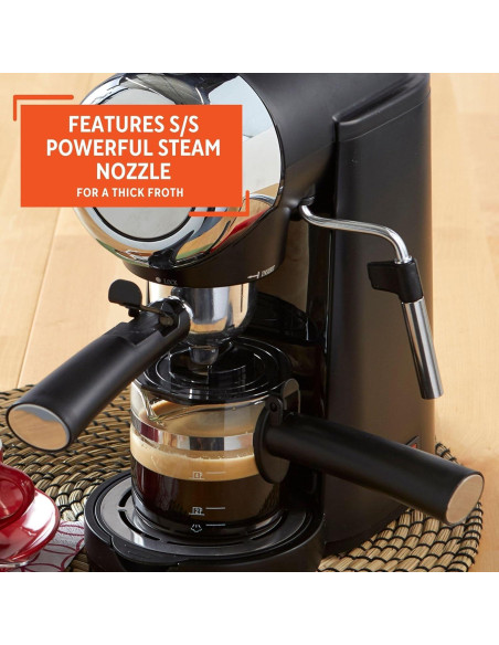 Cafetera Eléctrica Imusa 4 Tazas Espresso/Cappuccino Negra