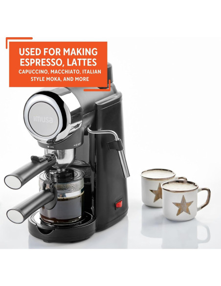 Cafetera Eléctrica Imusa 4 Tazas Espresso/Cappuccino Negra