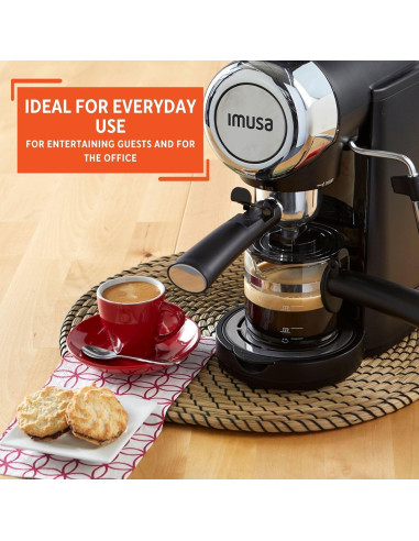 Cafetera Eléctrica Imusa 4 Tazas Espresso/Cappuccino Negra